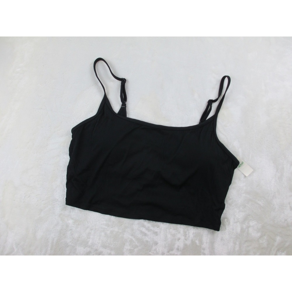 NEW Aerie Ribbed Scoop Longline Bikini Top Womens 2XL Black Adjustable Straps - Picture 2 of 8